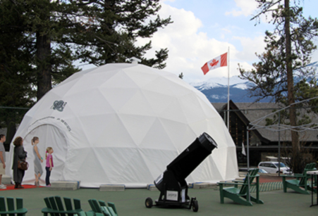 guests getting ready to enter The Jasper Planetarium dome theatre